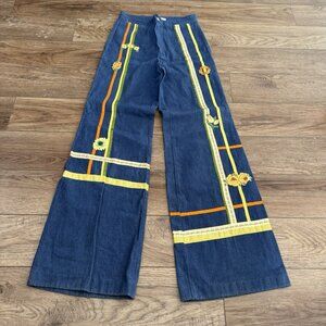 Vintage 70s Petit Fors Floral Flared Jeans